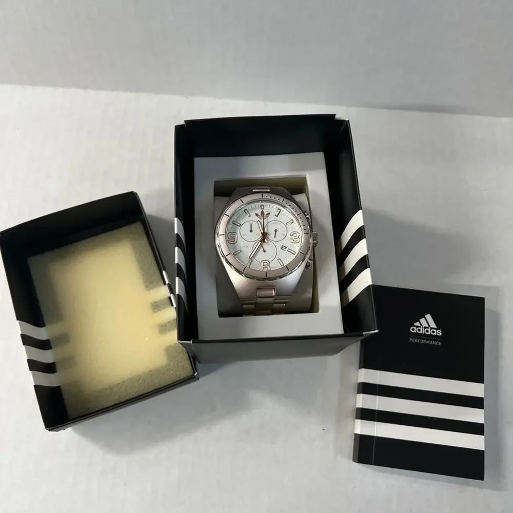 Adidas Metallic rose gold tone Watch with White and gold dial